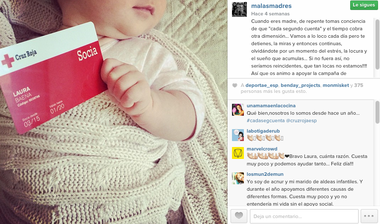 Ejemplo de una de nuestras campañas con Cruz Roja en Instagram