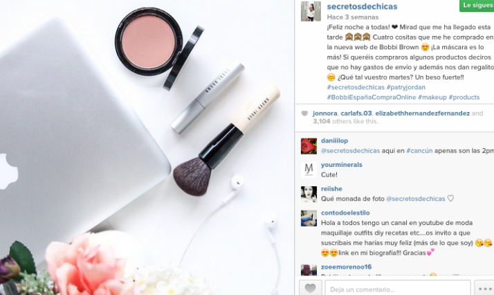 Fuente: Instagram @cosasdechicas para campaña Bobbi Brown.
