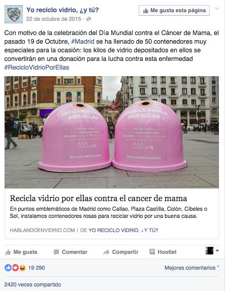 Fuente: Facebook Recicla Vidrio.