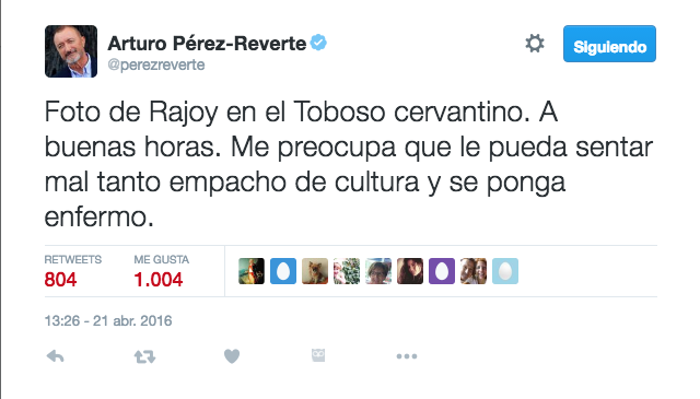 Fuente: Twitter Arturo Pérez Reverte.